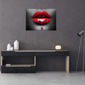 Obraz na szkle kobiecych ust (70x50 cm)