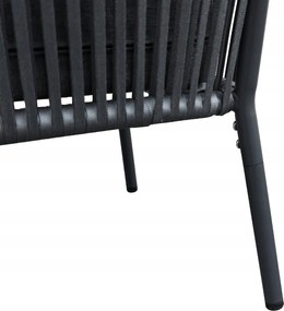 Zestaw mebli ogrodowych antracyt aluminiowa sofa 2 fotele stolik sznurowany