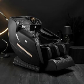 Fotel Masujący VX MAX Wypoczynkowy Relaksacyjny Czarny Ekoskóra Loft