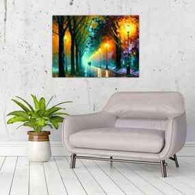 Obraz na szkle - Nocny spacer (70x50 cm)