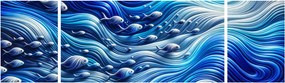 Obraz – Ryby w falach (170x50 cm)