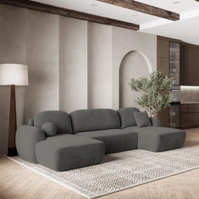 Masseno Narożnik SAVONA z funkcją spania i pojemnikiem na pościel Narozniki U, Rozkładana sofa - Szary, KRONOS 15