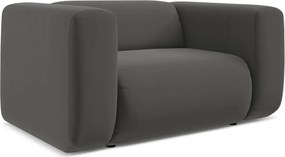 Szary aksamitny fotel Ekahi – Makamii