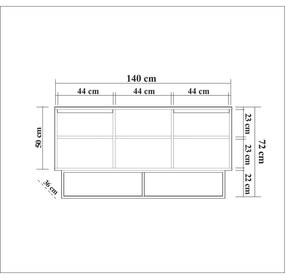 Niska komoda w dekorze orzecha 140x72 cm Rodez – Kalune Design