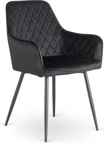 Krzesło Tapicerowane do Jadalni BRESSO Czarne Welurowe Nowoczesne Loft