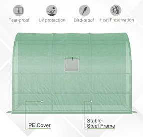 Outsunny Szklarnia ogrodowa z pokrywą z folii, odporna na UV, 3 poziomy, drzwi na zamek błyskawiczny, Zielona