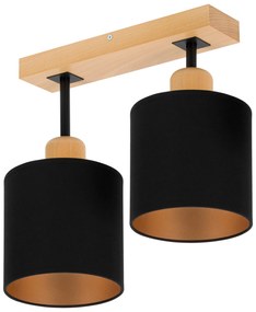 Czarna lampa sufitowa, dwupunktowy spot CL-DSC30x7BU-SC z drewna E27