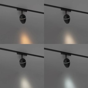 Nowoczesny czarny reflektor do systemu szynowego jednofazowego z LED - Magnetic Eggy