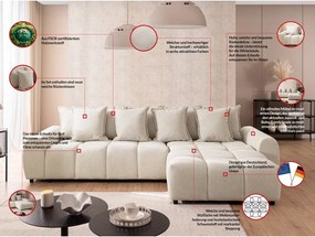 Beżowy narożnik (prawostronny/z szezlongiem) Albane – Ropez