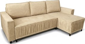 Elegancki narożnik prawostronny rozkładany VIKI 238x143cm, w tkaninie MONOLITH 4 kremowej