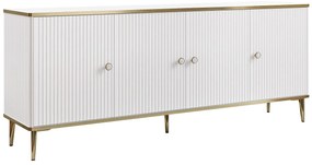 Komoda z 4 drzwiczkami z płyty MDF i stali - Biały i złoty - SINEAD marki Pascal Morabito