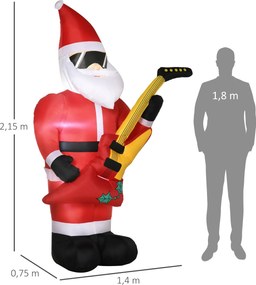 Outsunny Dekoracja Bożonarodzeniowa Nadmuchiwany Mikołaj na Zewnątrz, 140 cm, Czerwony