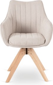 Krzesło Tapicerowane Obrotowe do Salonu LEMON Jasnobeżowe Nowoczesne Skandynawskie