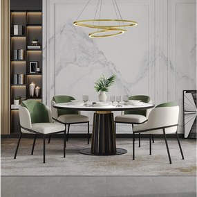 Zestaw 4 nowoczesnych krzeseł z nogami ukośnymi - 55 x 55 x 85 cm - nogi czarne - metal + drewno - beż + zieleń