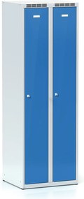 Metalowa szafka ubraniowa S7, 2-drzwiowa, 1800 x 600 x 500 mm, demontaż, zamek cylindryczny, drzwi niebieskie