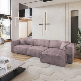 Masseno Narożnik TOLMO z funkcją spania i pojemnikiem na pościel Narozniki L, Rozkładana sofa - Wrzosowy, POSO 130