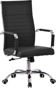 Fotel obrotowy Hugo ergonomiczne Krzesło biurowe z ekoskóry – eleganckie krzesło z wysokim oparciem i chromowaną podstaw