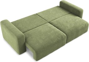 Zielona rozkładana/ze schowkiem sofa z tkaniny szenilowej 252 cm Kona – Makamii