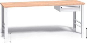 Stół warsztatowy z regulacją wysokości G3, 2000 x 685 x 840-1050 mm, 1x 1 szufladowy kontener, szary
