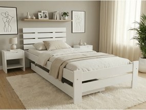 Łóżko PARIS podwyższone 80 x 200 cm, białe Materac: Materac Coco Maxi 20 cm