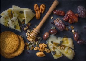 Obraz na szkle - z suszonymi owocami (70x50 cm)