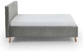 Szare tapicerowane łóżko dwuosobowe ze schowkiem i stelażem 140x200 cm Riva – Meise Möbel