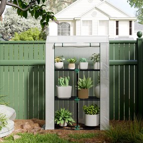 Outsunny Szklarnia z 3-poziomowymi półkami, osłona z tworzywa UV, rozwijane drzwi, 100 x 40 x 150 cm, Biały