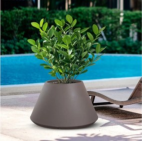 Stromboli Dove Grey okrągły wazon z żywicy o stożkowym kształcie do roślin doniczkowych i ogrodowych, śr. 60x35h