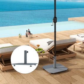 Outsunny Podstawa Parasola z Metalu 18,5 kg na Kółkach, Kwadratowy Uchwyt dla Parasoli 32/38/48mm