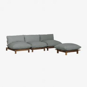 3-częściowa Modułowa Sofa Rozkładana Z Pufem W Kolorze Drewna Akacjowego Brina Gris Antracita - Sklum