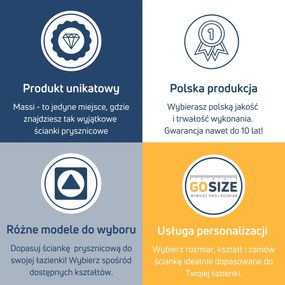 Ścianka prysznicowa WALK IN FIX grafitowa półokrągła ryflowana 8mm WELLE Oval Grafit MASSI | Różne rozmiary : Kolor profili kabiny - czarny, Szerokość ścianki - 90 cm , Typ montażu - WALK in FIX (Do ściany)