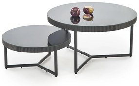 Okrągła czarna ława 60/30 cm szkło/MDF/stal COSMO S