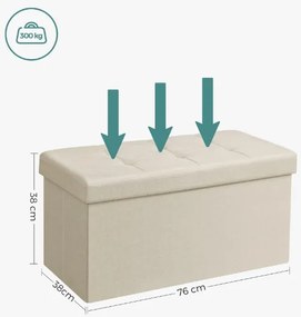 Stołek ze schowkiem OTTOMAN 76x38 cm, kremowy
