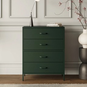 Komoda, szafka metalowa butelkowa zieleń Modern CARLA, 800 x 1015 x 400 mm