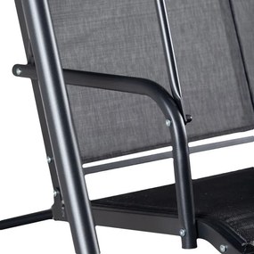 Huśtawka ogrodowa Toreno z daszkiem regulowanym, siatka tekstylna czarna