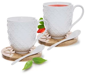 Orion Zestaw porcelanowej filiżanki z talerzykiem i łyżeczką WHITELINE, 2 szt.