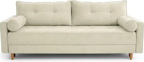 Sofa z Funkcją Spania LONAR Kremowa Welurowa Nowoczesna
