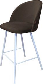 Hoker Colin krzesło barowe tkanina Welur podstawa metalowa : Kolor nogi - Biały stożek, Kolor tkaniny - VELVET - MG05, Typ siedziska - Siedzisko stałe