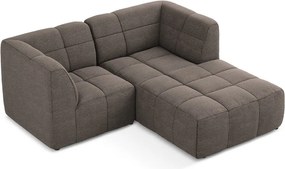 Brązowy narożnik z materiału bouclé (prawostronny/z szezlongiem) Aloha – Makamii