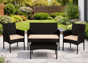 Zestaw mebli ogrodowych dla 4 osób Riviera 413, technorattan czarny