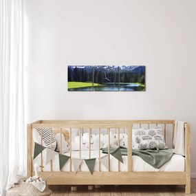 Obraz - Ośnieżone szczyty górskie (z zegarem) (90x30 cm)