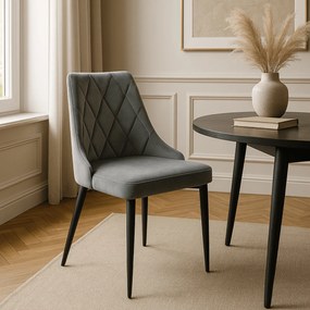 Krzesło Tapicerowane do Salonu CORK Szare Welurowe Nowoczesne Loft