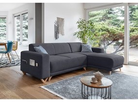 Antracytowy rozkładany/ze schowkiem narożnik Classy Sophie – Miuform
