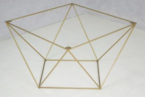Minimalistyczny stolik kawowy dąb artisan + złoty - Mokita 4X