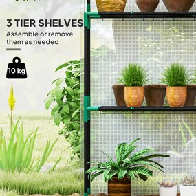 Outsunny Szklarnia z półkami, mini szklarnia, odporna na UV, okna z siatki, drzwi na zamek błyskawiczny, 143Dł x 74S x 190W cm, Biała