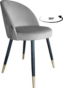 Krzesło TRIX tkanina Welur noga metalowa : Kolor nogi - Czarno-złota stożek, Kolor tkaniny - VELVET - MG17, Typ siedziska - Siedzisko obrotowe 360°