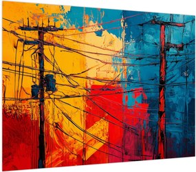 Obraz na szkle - Abstrakcyjne linie elektryczne (70x50 cm)