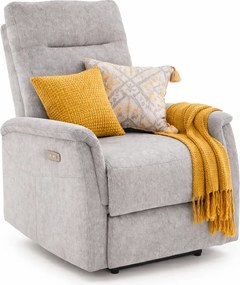 Popielaty wypoczynkowy fotel rozkładany z usb C0-C12