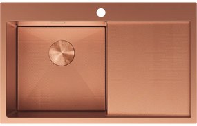 Mexen Exar zlewozmywak stalowy 1-komorowy z ociekaczem lewy 780 x 480 mm, miedź HC - 6433781010L-65HC