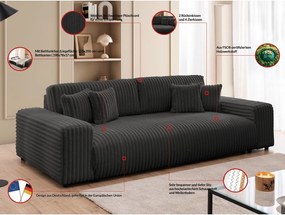 Ciemnoszara sztruksowa rozkładana sofa ze schowkiem 260 cm Justin – Ropez